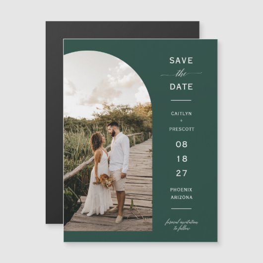 Emerald Green Arch Enregistrer la date Carte magné (Devant / Derrière)