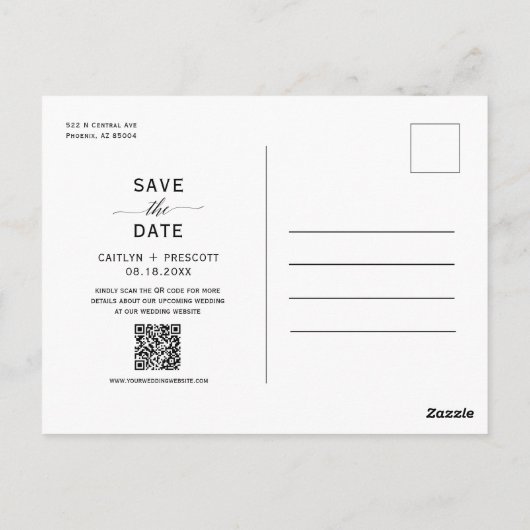 Emerald Green Arch Photo QR Code Save the Date Briefkaart (Achterkant)