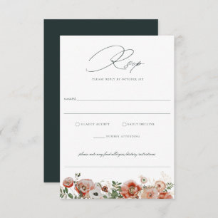 Emerald Green Automne Floral Wedal Carte RSVP