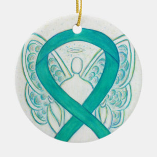 Emerald Green Awareness Ribbon Angel Art Ornaments Keramisch Ornament