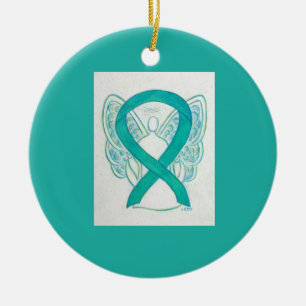 Emerald Green Awareness Ribbon Angel Art Ornements