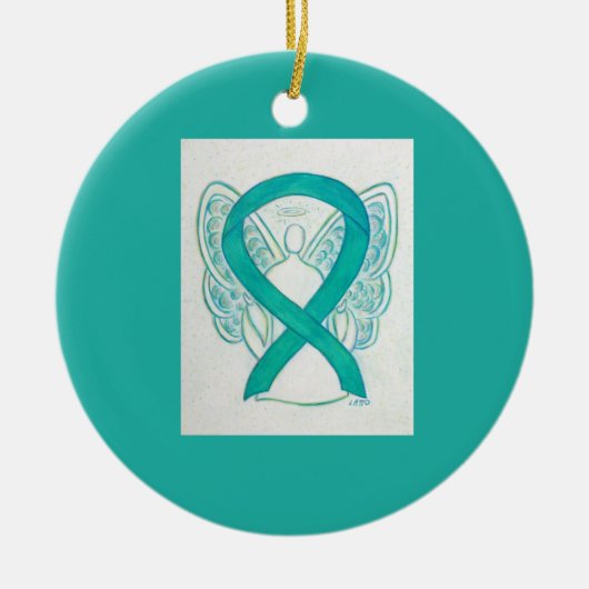 Emerald Green Awareness Ribbon Angel Art Ornements (Devant)