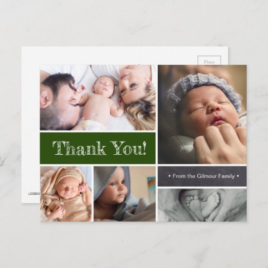 Emerald green Baby Foto's Dank u Briefkaart (Voorkant / Achterkant)