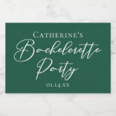 Emerald Green Bachelorette Party Personalized Mini Sparkling Wijnetiket (Enkel label)