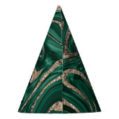 Emerald Green Black Gold Glitter Marmer #1 Feesthoedjes (Achterkant)