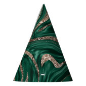 Emerald Green Black Gold Glitter Marmer #1 Feesthoedjes (Links)