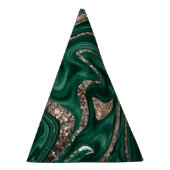 Emerald Green Black Gold Glitter Marmer #1 Feesthoedjes (Rechts)