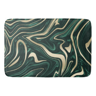Emerald Green Black Gold Marble #3 (Faux-Folie) Badmat