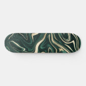 Emerald Green Black Gold Marble #3 (Faux-Folie) Skateboard (Horizontaal)