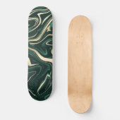 Emerald Green Black Gold Marble #3 (Faux-Folie) Skateboard (Voorkant)