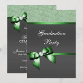 Emerald Green & Black Graduation Party Kaart (Voorkant / Achterkant)