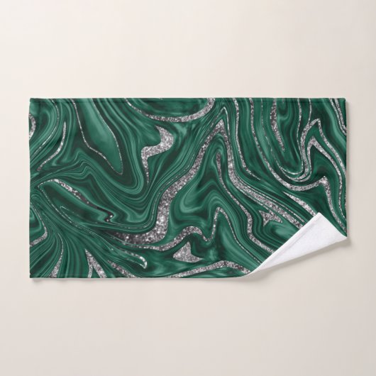 Emerald Green Black Silver Glitter Marble #1  Bad Handdoek (Handdoek)