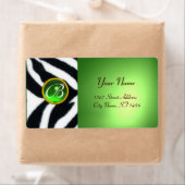 EMERALD GREEN BLACK WHITE ZEBRA FUR MONOGRAM ETIKET (Insitu)