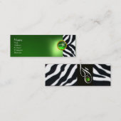 EMERALD GREEN BLACK WHITE ZEBRA FUR MONOGRAM MINI VISITEKAARTJE (Voorkant / Achterkant)