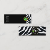 EMERALD GREEN BLACK WHITE ZEBRA FUR MONOGRAM MINI VISITEKAARTJE (Voorkant / Achterkant)