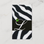 EMERALD GREEN BLACK WHITE ZEBRA FUR MONOGRAM VISITEKAARTJE (Achterkant)