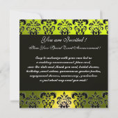 EMERALD GREEN, BLACK, WITTE DAMASKJEWEL MONOGRAM KAART (Achterkant)