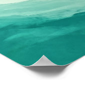 Emerald Green Blauwgroen Waterverf Abstracte kunst Poster (Hoek)