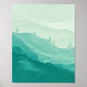 Emerald Green Blauwgroen Waterverf Abstracte kunst Poster