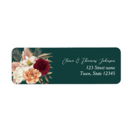 Emerald Green Bloemen Trouwadres Etiket