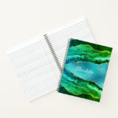 Emerald green blue agate marmer name script notitieboek (Binnen)
