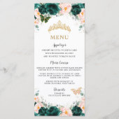 Emerald Green Blush Floral Twins Birthday Menu (Voorkant)