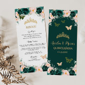 Emerald Green Blush Floral Twins Menu Anniversaire