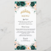 Emerald Green Blush Floral Twins Quinceañera Menu (Devant)
