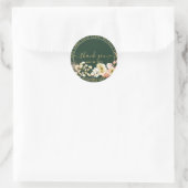 Emerald Green Boho Floral Wedding Ronde Sticker (Tas)