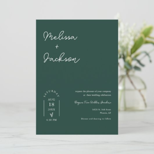 Emerald Green Boho QR Code Invitation photo (Debout devant)