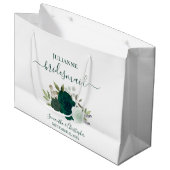 Emerald Green Boho Roses Wedding Bridesmaid Groot Cadeauzakje (Voorkant Gekanteld)