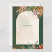 Emerald Green Boho Tropical Pampas Grass Wedding Bedankkaart (Achterkant)