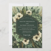 Emerald Green Botanical Bloom Wedding Kaart (Voorkant)
