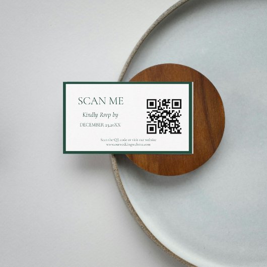 Emerald Green Botanische kam monogram bruiloft Informatiekaartje