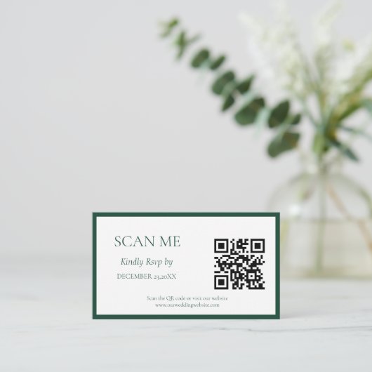 Emerald Green Botanische kam monogram bruiloft Informatiekaartje (Staand voorkant)