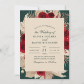 Emerald Green Bourgogne Faire-part de mariage Rose (Devant)