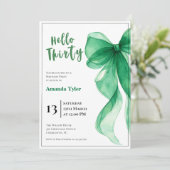 Emerald Green Bow 30th Birthday Invitation (Debout devant)