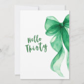 Emerald Green Bow 30th Birthday Invitation (Dos)