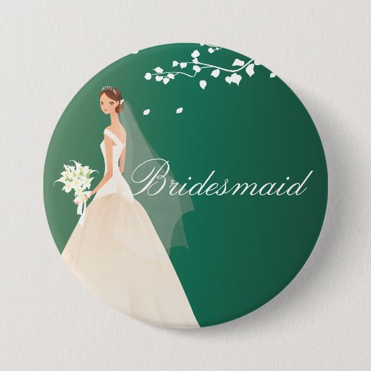 Emerald Green Bride Bridesmaid Bride Party Button (Voorkant)