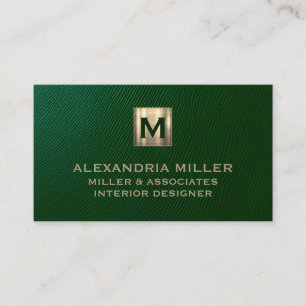 Emerald Green Brushed Gold Monogram Visitekaartje