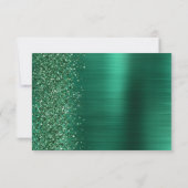 Emerald Green Brushed Metal Wedding Flat Bedankt Kaart (Achterkant)