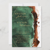 Emerald Green & Burnt Orange Faire-part de mariage (Devant)