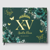 Emerald Green Butterflies Gold Quinceañera (Recto)