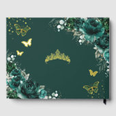 Emerald Green Butterflies Gold Quinceañera (Verso)