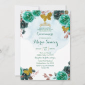 Emerald Green Butterfly Charra Mis Quince Kaart (Voorkant)