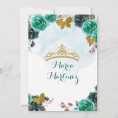 Emerald Green Butterfly Charra Mis Quince Kaart (Achterkant)