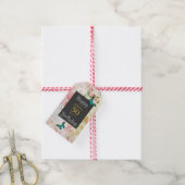 Emerald Green Butterfly op Chic  Collage Cadeaulabel (Met Touw)