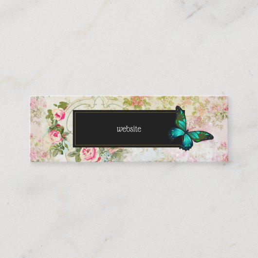 Emerald Green Butterfly op Chic Collage Mini Visitekaartje (Voorkant)