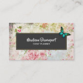 Emerald Green Butterfly op Chic  Collage Visitekaartje (Voorkant)