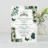 ​Emerald Green Butterfly Quinceañera Invitation (Debout devant)